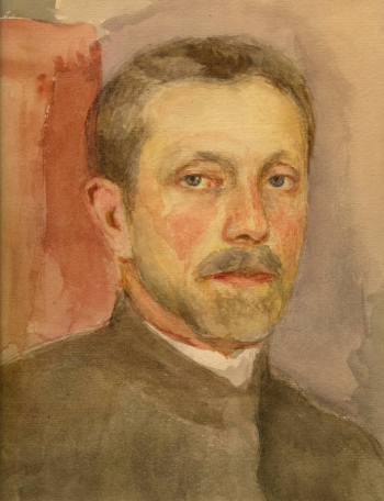 Буковецкий Евгений Иосифович. Автопортрет. Бумага, акварель, карандаш. 27х22,6. Начало 20 века. Воронежский областной литературный музей имени И.С.Никитина.