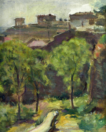 Буковецкий Евгений Иосифович. Тропинка. Холст, масло. 22,2х20,8. Начало 20 века. Воронежский областной литературный музей имени И.С.Никитина.