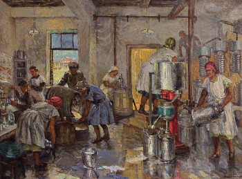 Андерсон Вольдемар Петрович. Сыроваренный завод. Холст, масло. 59х60. 1929. Государственный центральный музей современной истории России.