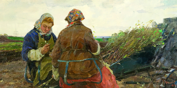 Комолов Василий Кузьмич. Лесопосадки (На новых магистралях). Холст, масло. 80х160. 1964. Воронежский областной художественный музей имени И.Н.Крамского.
