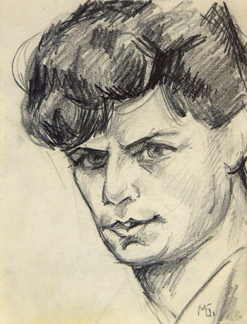 Бродский Моисей Соломонович. Автопортрет. Бумага, карандаш. 12х9,0. 1920-е. Вологодская областная картинная галерея.