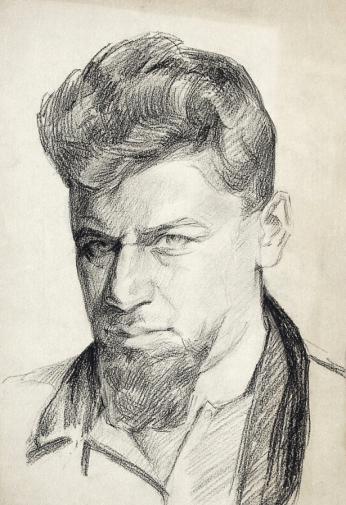 Бродский Моисей Соломонович. Автопортрет. Бумага, карандаш. 29х20. 1930-е. Вологодская областная картинная галерея.
