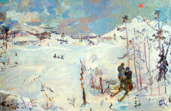 Авдеев Борис Николаевич. Зимнее Солнце. Холст, масло. 76х128. 1981. Собрание семьи художника.