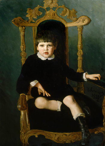 Кузнецов Николай Дмитриевич (1850-1929). Мальчик. Портрет Бориса Николаевича Дерягина. Холст, масло. 100х72. 1881. Художественная культура Русского Севера.