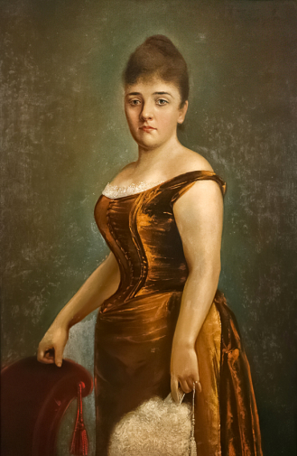 Кузнецов Николай Дмитриевич (1850-1929). Портрет Е.Н.Горевой. Холст, масло. 114х74. 1890-е. Санкт-Петербургский государственный музей театрального и музыкального искусства.