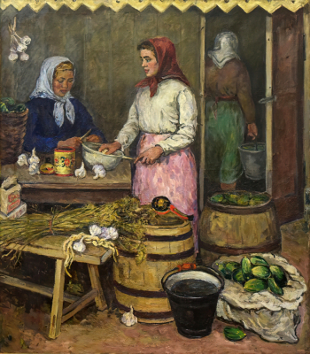 Стеньшинская Нина Сергеевна. За работой. Холст, масло. 169х149. 1963. Оренбургский областной музей изобразительных искусств.