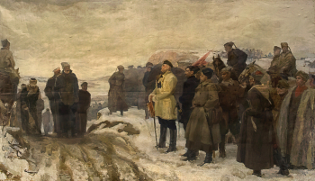 Натаревич Михаил Давидович. Котовский. Холст, масло. 184х440. 1940. Научно-исследовательский музей при Российской Академии художеств.