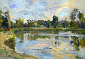 Радимова Мария Павловна. Летний вечер. Холст, масло. 45х64. 1989. Балашихинский историко-художественный музей.