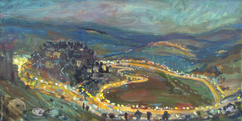 Авдеев Борис Николаевич. Вечерний Цфат. Холст, масло. 30х60. 2000. Собрание семьи художника.