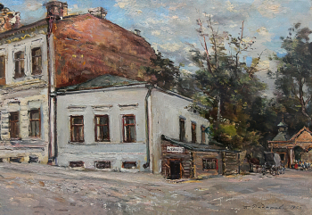 Радимова Татьяна Павловна. Первая булочная Деренкова в Казани. Холст, масло. 32,5х48. 1959. Музей А.М.Горького и Ф.И.Шаляпина.