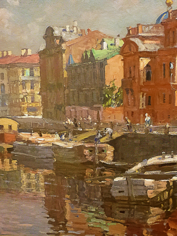 Лаховский Арнольд Борисович. Фонтанка. Картон, масло. 65х51,5. 1919. Государственный Русский музей.