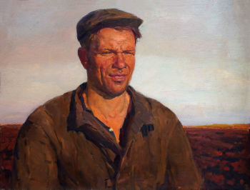 Радимов (Ульрих) Константин Павлович. Тракторист. Холст, масло. 57,5х79. 20 век. Курская государственная картинная галерея имени А.А.Дейнеки.