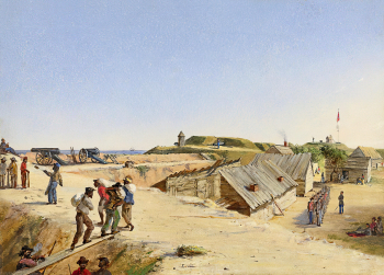Конрад Уайз Чэпмен. Бэттери Маршалл, остров Салливана, 4 декабря 1863 года. Панель, масло. 29,2х39,3. 1864. Музей Американской гражданской войны.