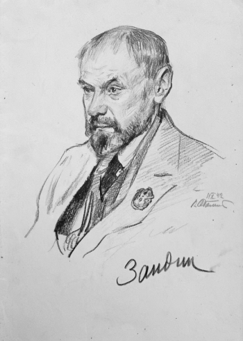 Оболенский Владимир Андреевич. Портрет художника М.П.Зандина. Бумага, карандаш. 30,5х21,7. 1942. Пермская государственная художественная галерея.