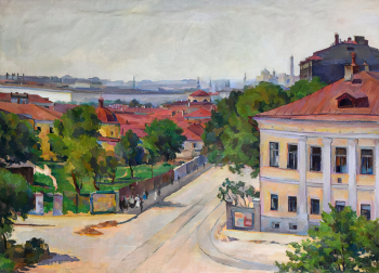 Лебедев-Шуйский Анатолий Адрианович. Вид на Кремль от Яузского бульвара. Холст, масло. 74,5х90,5. 1922. Государственный исторический музей.