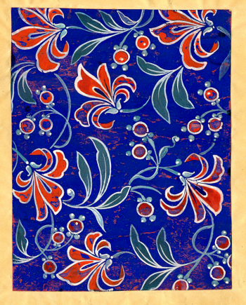 Вакуров Михаил Петрович. Эскиз рисунка для ткани. Бумага, гуашь. 18,8х14,5. 1936. Государственный музей Палехского искусства.