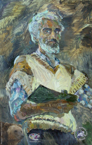 Авдеев Борис Николаевич. Автопортрет. Картон, масло. 80х50. 1994. Собрание семьи художника.