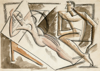 Лапшин Николай Фёдорович (1891-1942). Женщина и мужчина. Бумага, уголь. 25,5х35,6. 1920-е. Томский областной художественный музей.