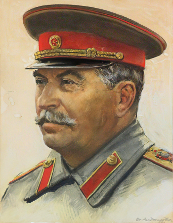 Аладжалов Степан Иванович и Аладжалов Семён Иванович. Портрет И.В.Сталина. Бумага, сангина. 74,6х58,3. 1947. Государственный исторический музей.