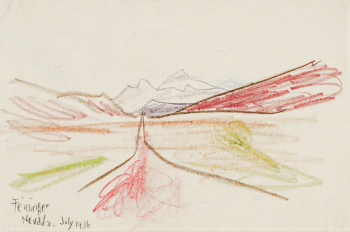 Лайонел Файнингер. Невада. Бумага, пастель, маркеры. 14,1х21,3. 1936. Частное собрание.