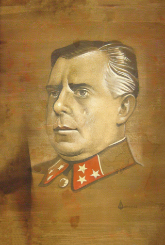 Прусаков Николай Петрович. В.А.Любимов в роли. `Фронт`, Московский театр драмы. Бумага, акварель, гуашь, белила. 39,7х29,3. 1942. Государственный центральный театральный музей имени А.А.Бахрушина.