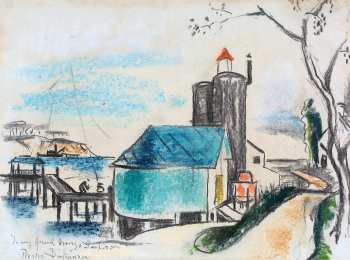 Престон Дикинсон. Лонг-Айленд. Бумага, акварель, пастель. 44,4х52,7. 1929-1930. Частное собрание.
