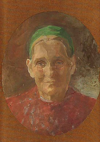 Зенков Семён Николаевич. Мать художника. Холст на ДВП, масло. 37х29. Первая половина 20 века. Лодейнопольский историко-краеведческий музей.