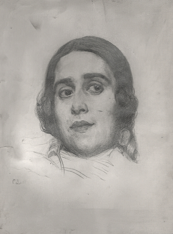 Зенков Семён Николаевич. Портрет женщины. Бумага, карандаш. 33х25. Первая половина 20 века. Лодейнопольский историко-краеведческий музей.