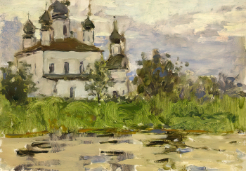 Прагер Владимир Исаакович. Переславль-Залесский. Горицкий монастырь. Картон, масло. 34,5х49. 20 век. Воронежский областной художественный музей имени И.Н.Крамского.