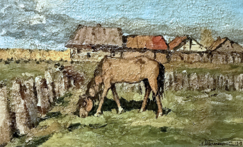 Туржанский Леонард (Леонид) Викторович. Пейзаж с лошадью. Холст, масло. 42х69,5. 1918. Художественная культура Русского Севера.