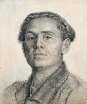 Александров Геннадий Павлович. Автопортрет. Бумага, карандаш, темпера. 45х38,3. 1947-1948. Новосибирский государственный художественный музей.
