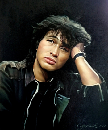 Сущева Елена. Портрет Виктора Цоя. Холст, масло. 2024. Частное собрание.