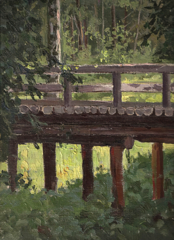 Киселёв Николай Александрович. Мост в Отраде. Холст, масло. 36х25. 1922. Государственный литературно-мемориальный музей-заповедник А.П.Чехова `Мелихово`.