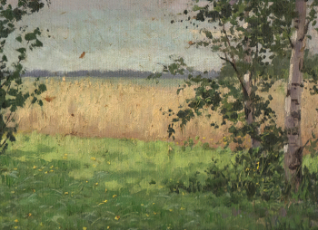 Киселёв Николай Александрович. Степановское, Истринского района. Холст на картоне, масло. 23,5х24,2. 1930-е. Государственный литературно-мемориальный музей-заповедник А.П.Чехова `Мелихово`.
