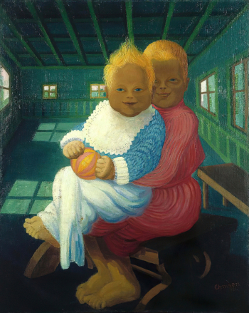 Генрих Эмзен. Дети художника. Холст, масло. 95х76. 1921. Государственный Эрмитаж.