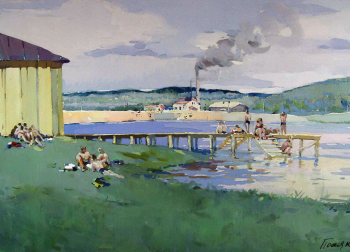 Поляков Василий Петрович (1930). Лето Сибири. Тайшет. Бумага, акварель. 44х70. 1964. Историко-этнографический музей-заповедник Шушенское.
