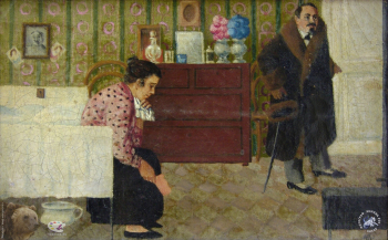 Попов Николай Николаевич. Жертва НЭПа. Холст, масло. 15х24. Собрание семьи художника.
