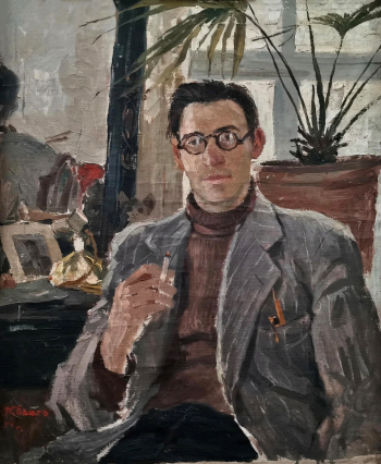 Вьюев Павел Ильич. Миша Чиркин - мичуринский художник. Холст, масло. 59х46. 1951. Литературно-музыкальный музей города Мичуринска.