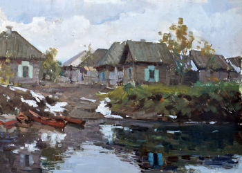 Чиркин Михаил Фёдорович. Село Шушенское. Картон, масло. 32х46. 1970. Мичуринский краеведческий музей.