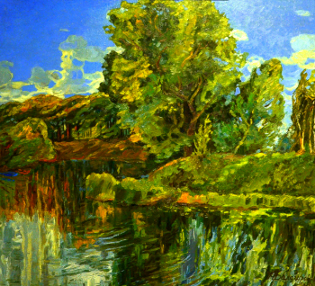 Балагурова Нина Сергеевна. Лесной Воронеж. Холст, масло. 93х104. 1989. Музей-усадьба А.М.Герасимова.