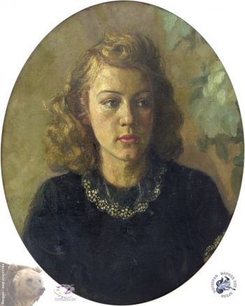 Попов Николай Николаевич. Портрет Ирины Поповой. Холст, масло. 54х45. 1947. Собрание семьи художника.