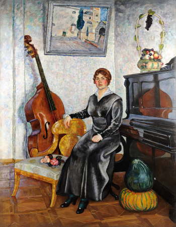 Машков Илья Иванович. Дама с контрабасом. Холст, масло. 250х196. 1915. Государственный Русский музей.