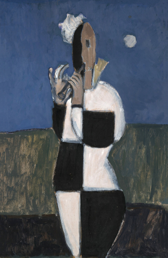 Александрова Татьяна Борисовна. Дудочник. Оргалит, масло. 90х50. 1970-е. Государственная Третьяковская галерея.