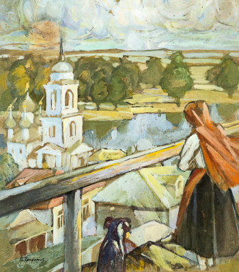 Трофимов Викентий Павлович. Вид на реку Воронеж. Бумага, гуашь. 25х22. 1910-е. Воронежский областной художественный музей имени И.Н.Крамского.