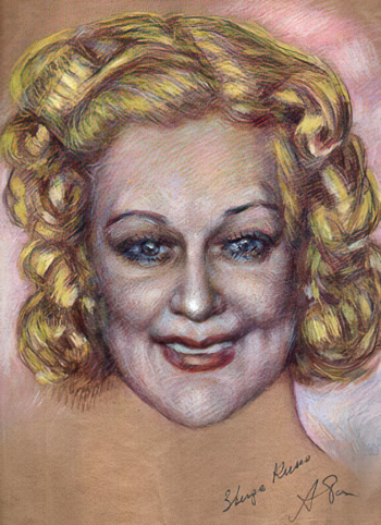 Разумный Александр Ефимович. Актриса Орлова Любовь Петровна. Бумага, мел, пастель. 42х32. 1960-е. Государственный центральный музей кино.