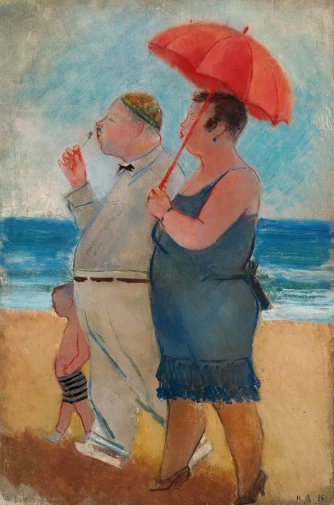 Денисовский Николай Фёдорович. Мещане на курорте. Фанера, масло. 56х37. 1925. Государственная Третьяковская галерея.