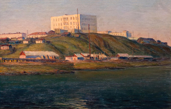 Закиров Мансур Салихович. Дворец пионеров. Оргалит, масло. 50х76. 1978. Музейный Центр `Наследие Чукотки`.