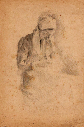 Фонвизин Артур Владимирович (1883-1973). Женщина за рукоделием. Бумага, карандаш. 26,7х17,8. 1920-е. Музей `Царскосельская коллекция`.