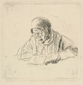 Бабичев Пётр Павлович. За книгой. Бумага, сухая игла. 22,2х28,7. 1930-е. Государственный музей изобразительных искусств имени А.С.Пушкина.