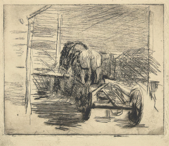 Бабичев Пётр Павлович. Лошадь. Бумага, сухая игла. 13,4х14,7. 1930-е. Государственный музей изобразительных искусств имени А.С.Пушкина.